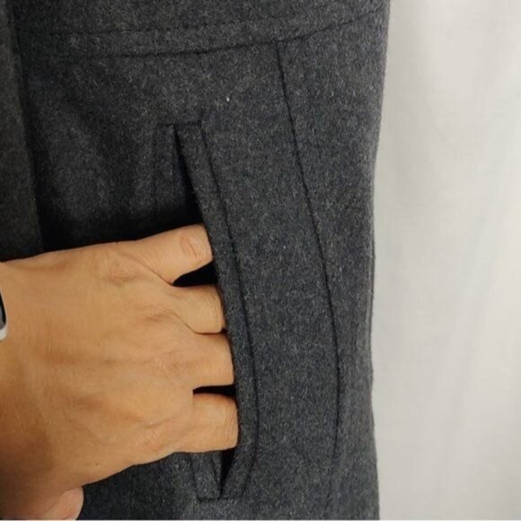 Michael Kors Coat Military Jacket Wool S Charcoal Gray Pea Coat Double Breasted - Picture 8 of 11